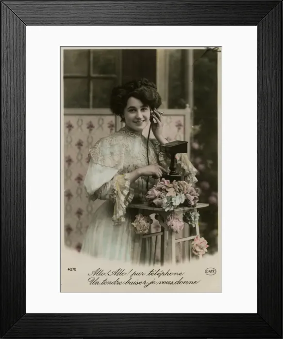 Framed Print : French Lady on Phone Framed Print : French Lady on Phone