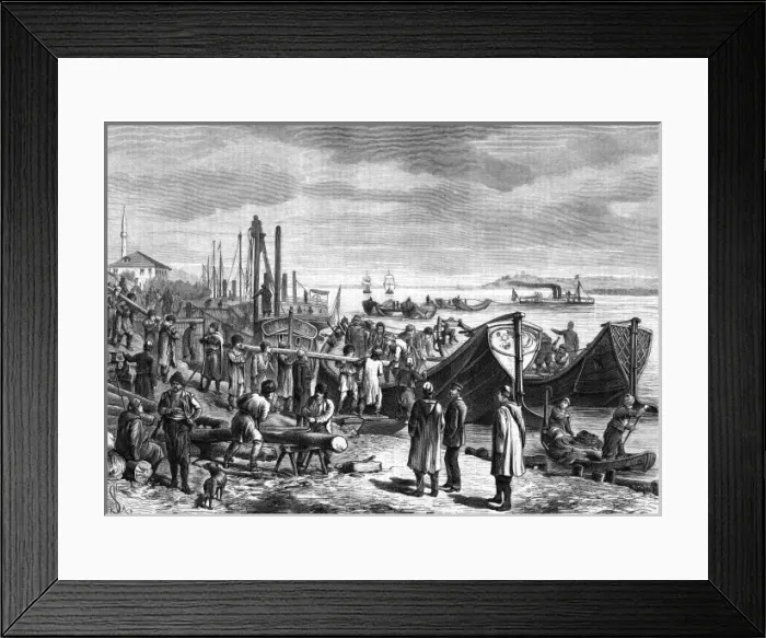 Framed Print : Turks Build Boat Bridge Framed Print : Turks Build Boat Bridge