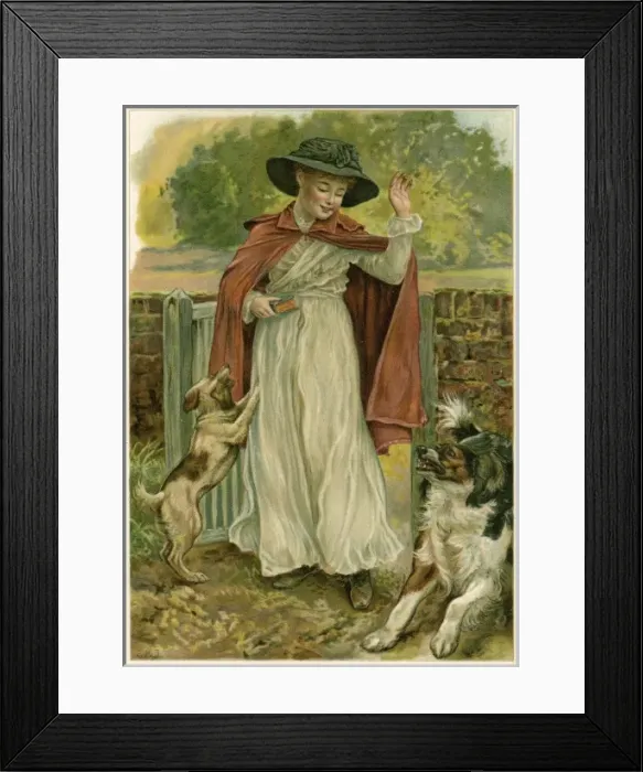 Framed Print : Girl with Two Dogs Framed Print : Girl with Two Dogs