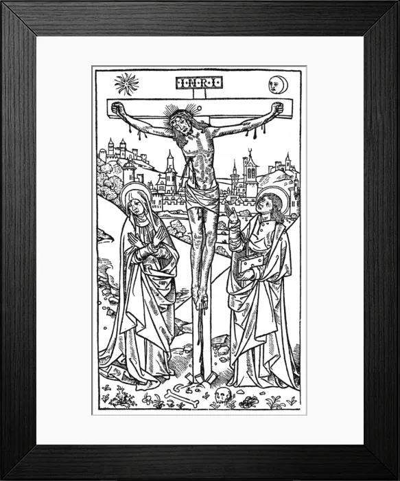 Framed Print : Jesus Crucified Woodcut Framed Print : Jesus Crucified Woodcut