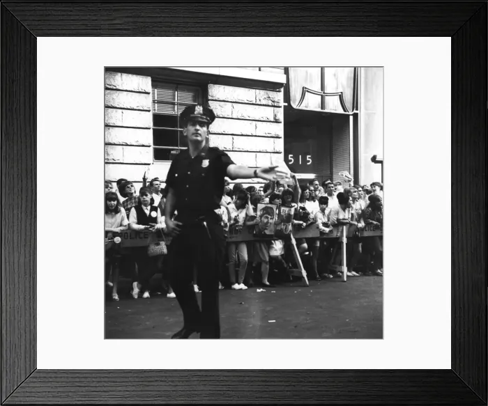 Framed Print : Fans Wait for Beatles Framed Print : Fans Wait for Beatles