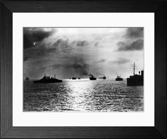 Framed Print : A CONVOY. A convoy of ships at dusk Framed Print : A CONVOY. A convoy of ships at dusk