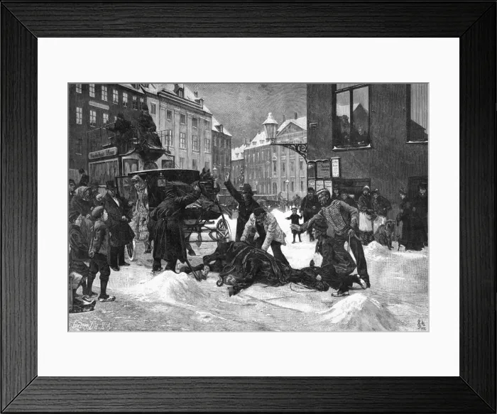 Framed Print : Cabhorse Slips on Ice Framed Print : Cabhorse Slips on Ice