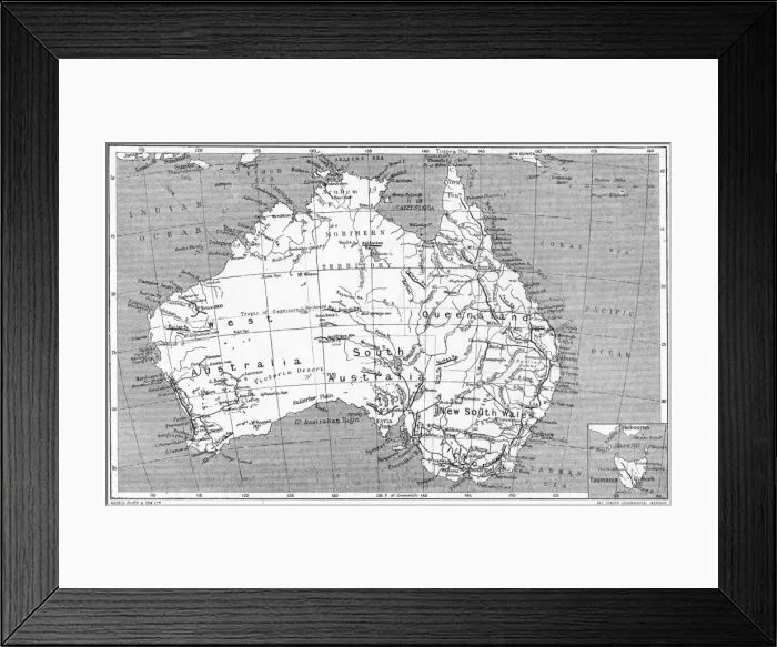 Framed Print : Maps / Australia 1908 Framed Print : Maps / Australia 1908