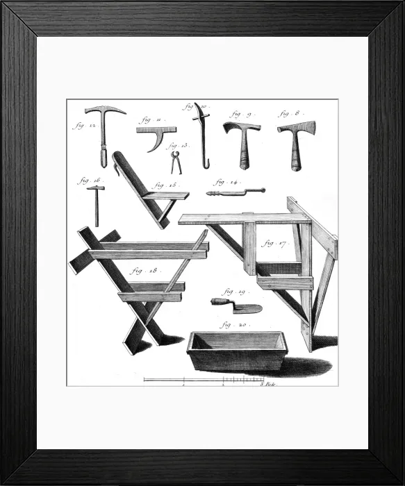 Framed Print : Tiling a Roof, Tools Framed Print : Tiling a Roof, Tools