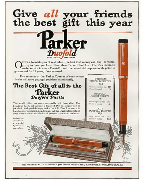 Advert for Parker Duofold pens