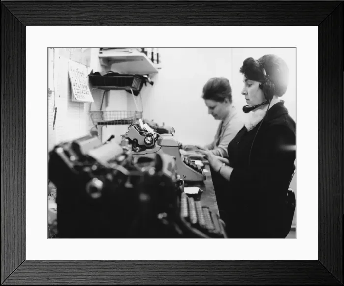 Framed Print : TV Studio Typists 1960S Framed Print : TV Studio Typists 1960S