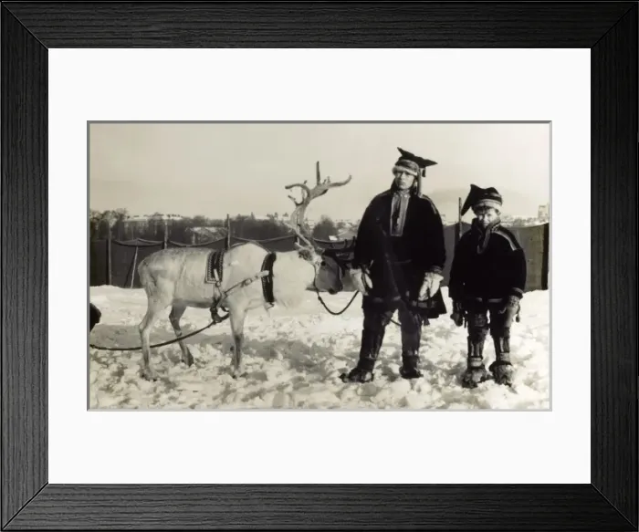 Framed Print : Helsinki, Finland - Father, son and reindeer Framed Print : Helsinki, Finland - Father, son and reindeer