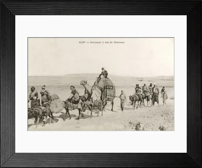 Framed Print : Aleppo, Syria - Dancer travelling by Camel Framed Print : Aleppo, Syria - Dancer travelling by Camel