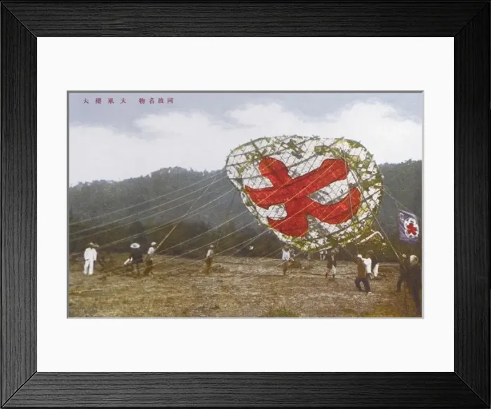 Framed Print : Launching a huge Japanese kite Framed Print : Launching a huge Japanese kite