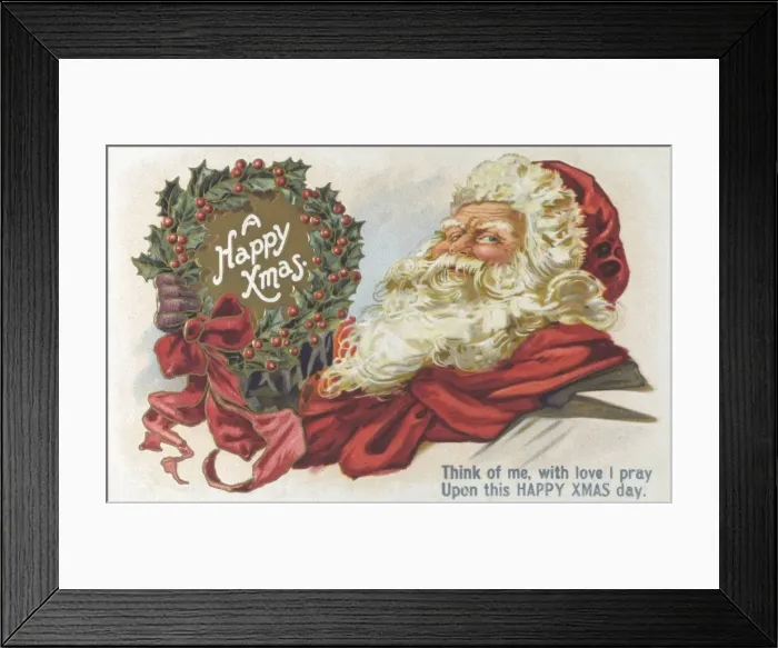 Framed Print : Father Christmas and wreath Framed Print : Father Christmas and wreath