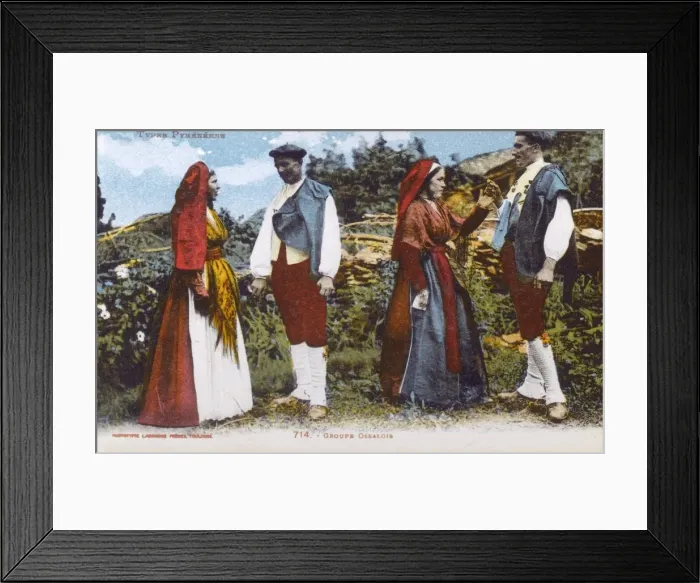 Framed Print : Val d Ossau couples dancing Framed Print : Val d Ossau couples dancing