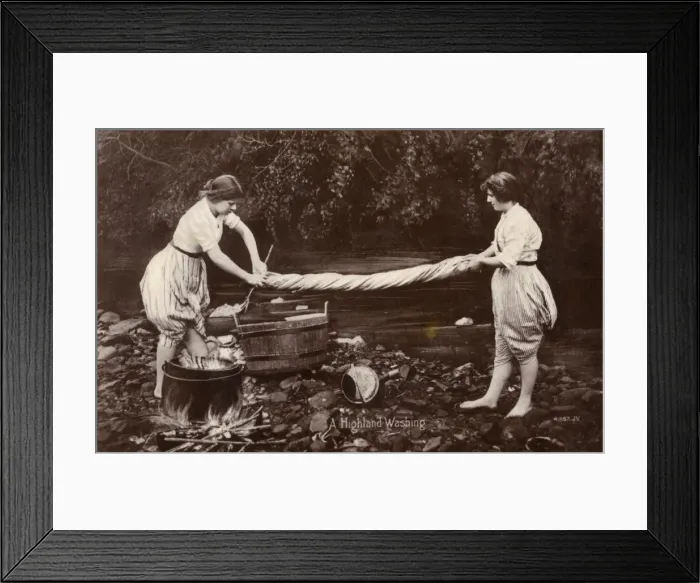 Framed Print : Washing linen in a Highland stream Framed Print : Washing linen in a Highland stream