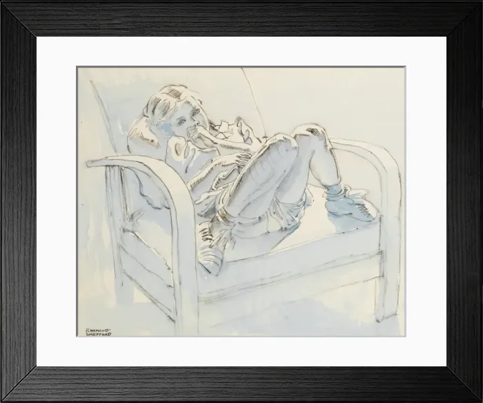 Framed Print : Little girl sitting in a chair