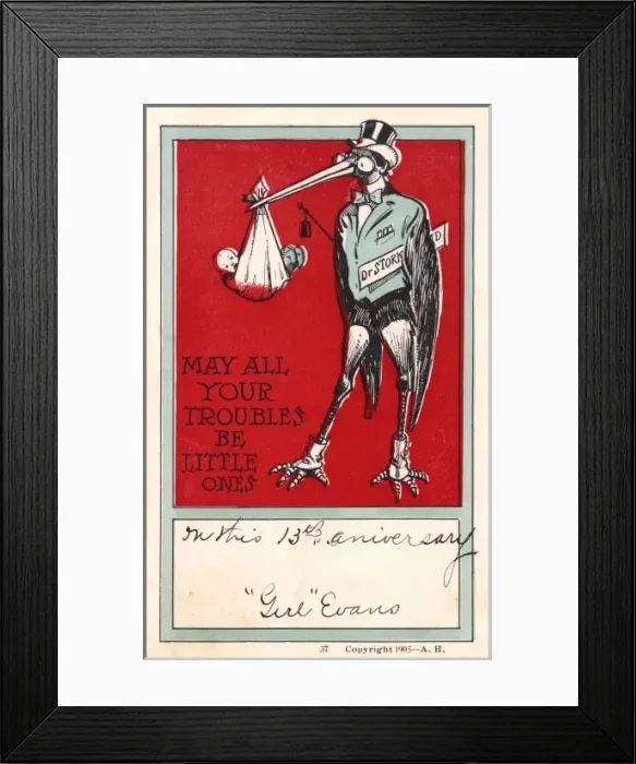 Framed Print : New Baby Greetings postcard Framed Print : New Baby Greetings postcard