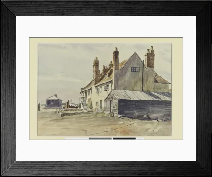 Framed Print : Watercolour sketch with buildings and shed Framed Print : Watercolour sketch with buildings and shed