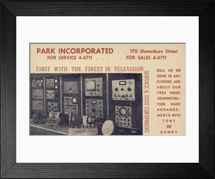 Framed Print : Early US Televsion Shop Advertisement Framed Print : Early US Televsion Shop Advertisement