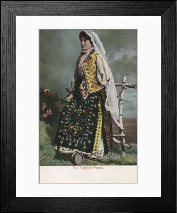 Framed Print : Lady in traditional Romanian costume