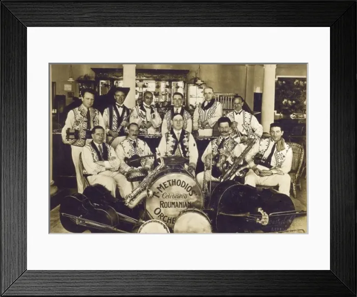 Framed Print : T Methodios and his Celebrated Roumanian Orchestra Framed Print : T Methodios and his Celebrated Roumanian Orchestra