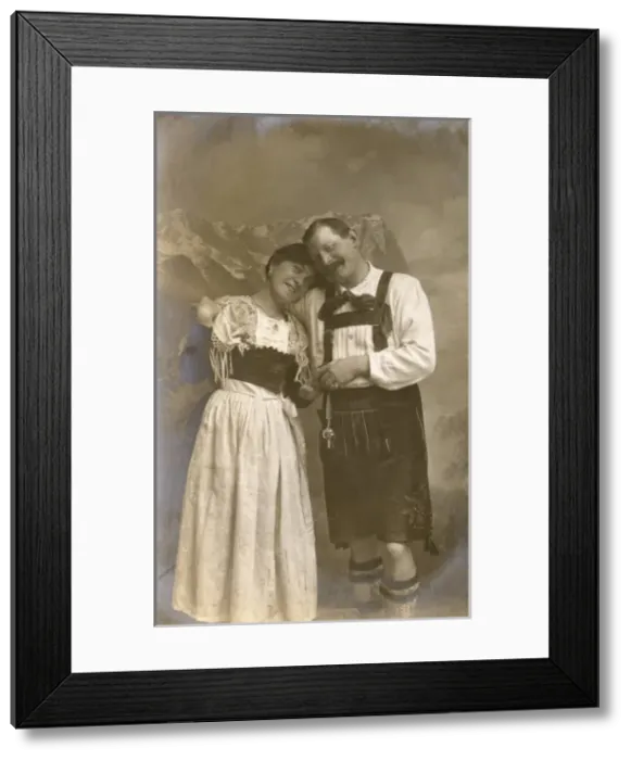 Framed Print : Austrian Couple in traditional costume Framed Print : Austrian Couple in traditional costume