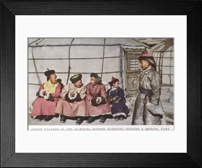 Framed Print : Mongolia - Men chatting outside a yurt Framed Print : Mongolia - Men chatting outside a yurt