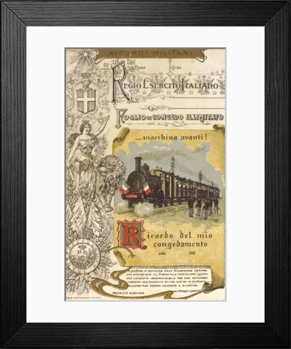 Framed Print : Italian soldiers leave reminder card Framed Print : Italian soldiers leave reminder card
