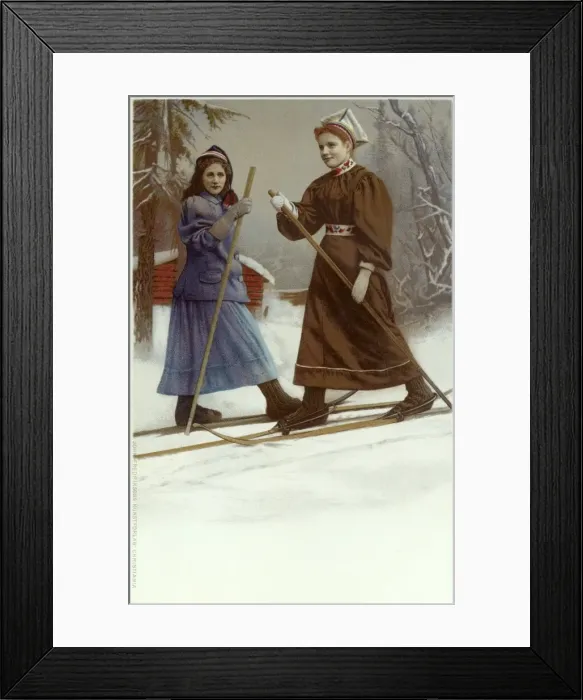 Framed Print : Norwegian Types (3 / 5) - Two skiing girls Framed Print : Norwegian Types (3 / 5) - Two skiing girls