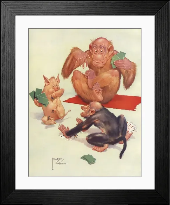 Framed Print : Granpop Does a Bit of Animal Grab by Lawson Wood Framed Print : Granpop Does a Bit of Animal Grab by Lawson Wood