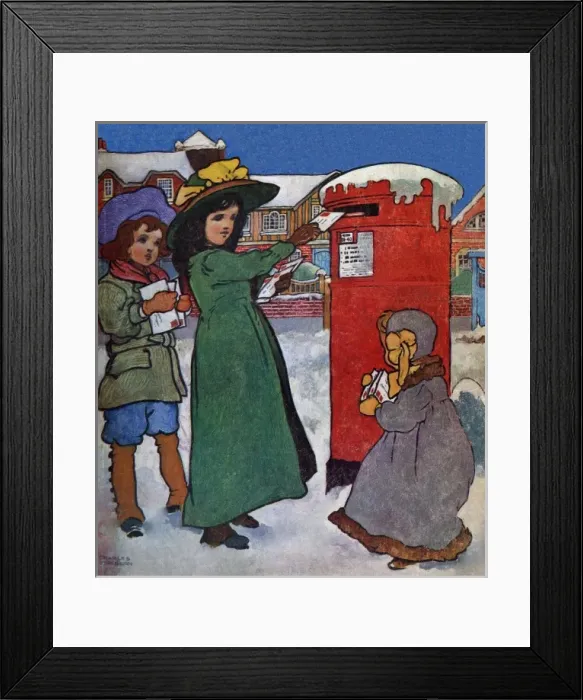 Framed Print : Children posting their Christmas cards Framed Print : Children posting their Christmas cards