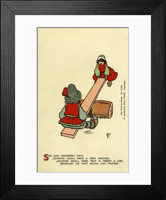 Framed Print : J Hassall. See saw Margery Daw Framed Print : J Hassall. See saw Margery Daw