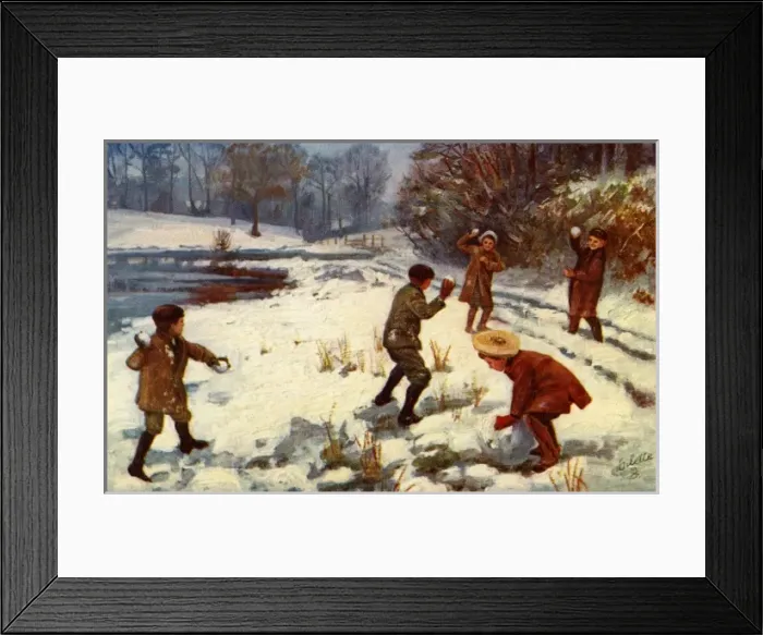 Framed Print : Children snowballing Framed Print : Children snowballing