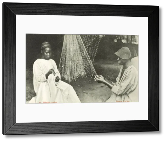 Framed Print : Sierra Leone - Making a Seine net Framed Print : Sierra Leone - Making a Seine net