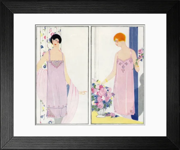 Framed Print : Two models in elegant negligees Framed Print : Two models in elegant negligees