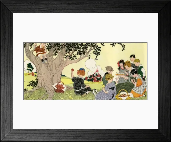 Framed Print : Woman and children picnicking Framed Print : Woman and children picnicking