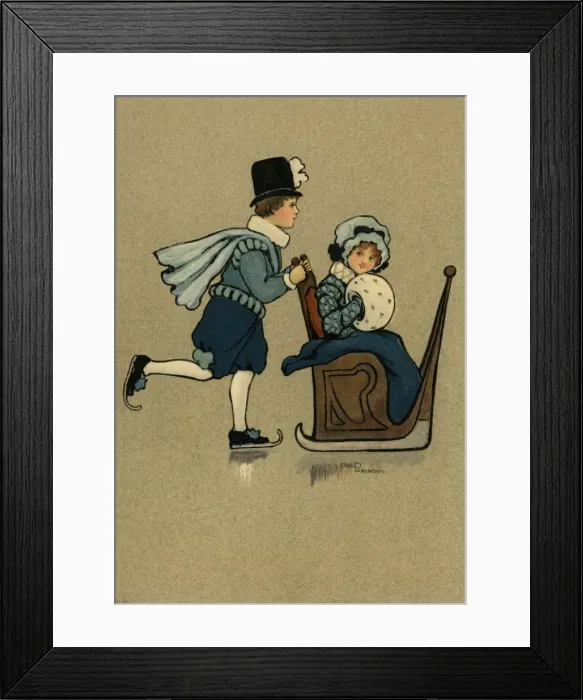 Framed Print : Man and woman on the ice