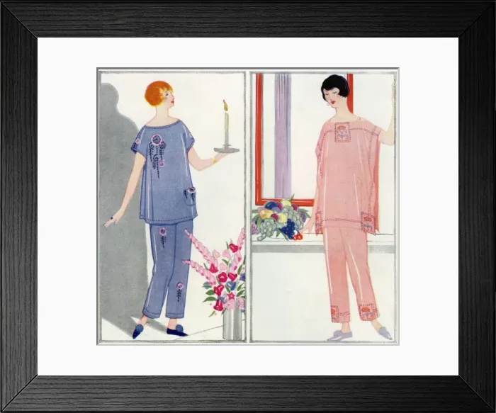 Framed Print : Two models in elegant nightwear Framed Print : Two models in elegant nightwear