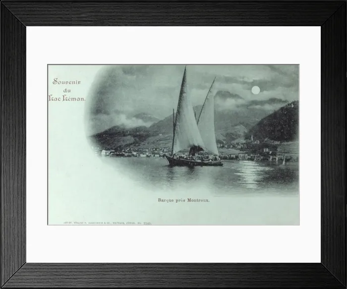 Framed Print : Switzerland - Lac Leman (Lake Geneva) - Barque Framed Print : Switzerland - Lac Leman (Lake Geneva) - Barque