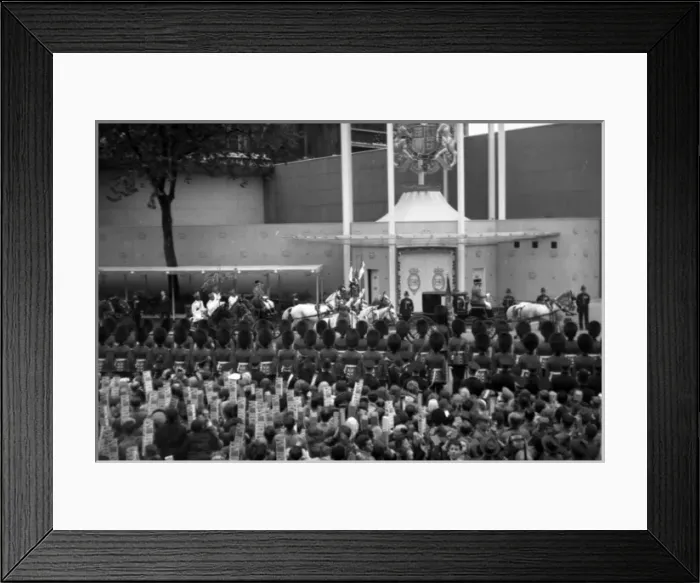 Framed Print : Coronation. Coaches approch Weat Door of Abbey