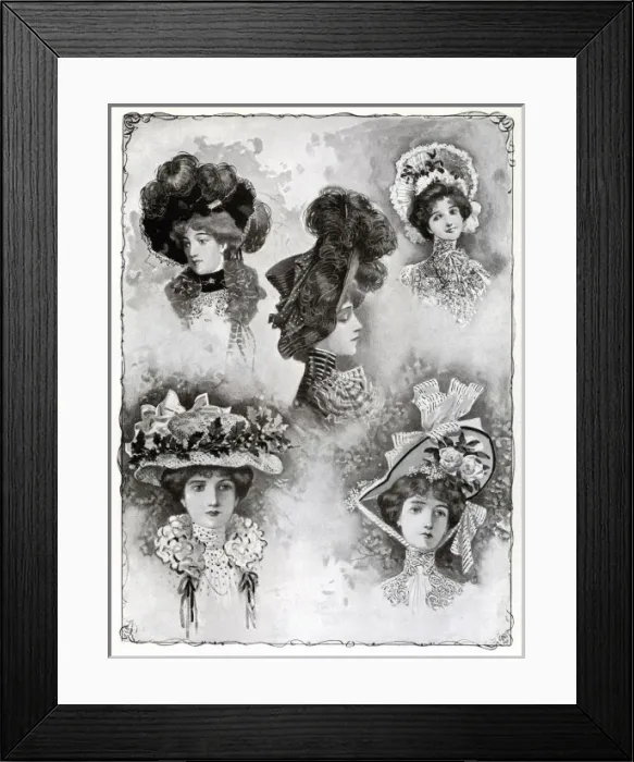 Framed Print : Millinery fashion figures 1902 Framed Print : Millinery fashion figures 1902