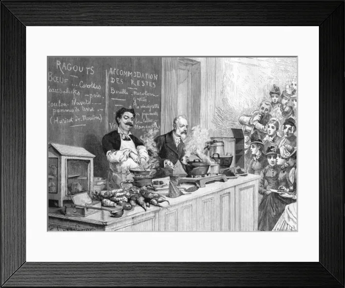 Framed Print : Cookery lesson, 1885 Framed Print : Cookery lesson, 1885