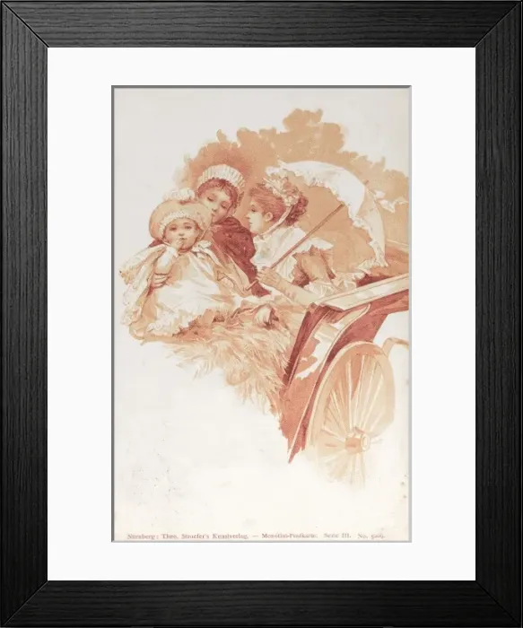 Framed Print : A lady, her young daughter and nursemaid Framed Print : A lady, her young daughter and nursemaid