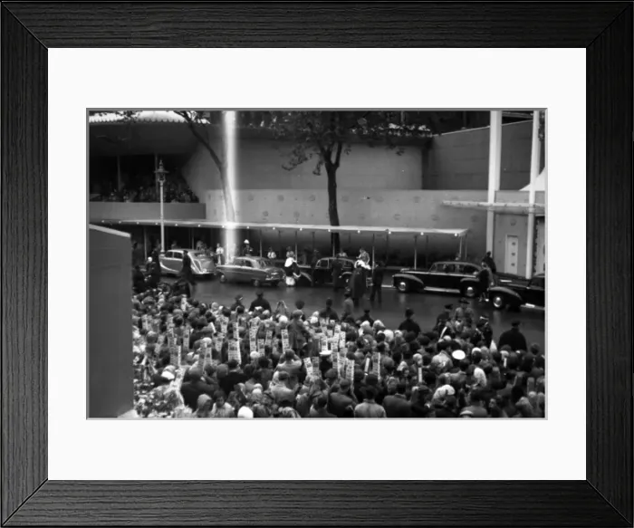 Framed Print : Coronation. Cars arrive with main congregation Framed Print : Coronation. Cars arrive with main congregation