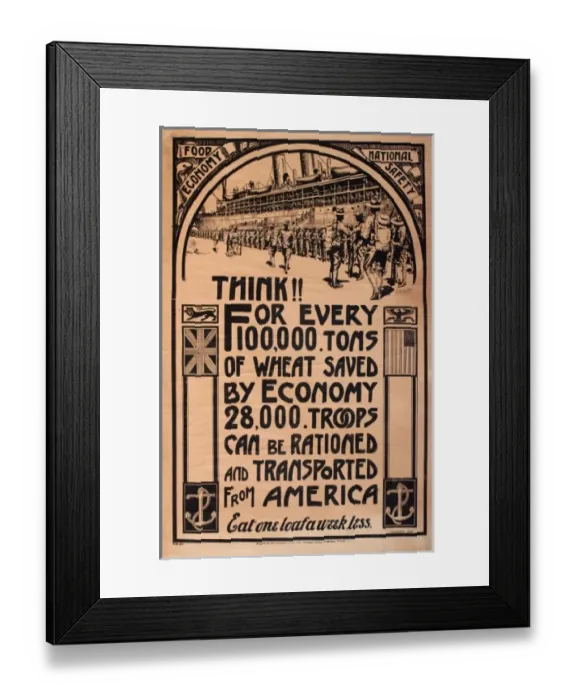 Framed Print : Wartime poster, conservation of wheat for war effort Framed Print : Wartime poster, conservation of wheat for war effort
