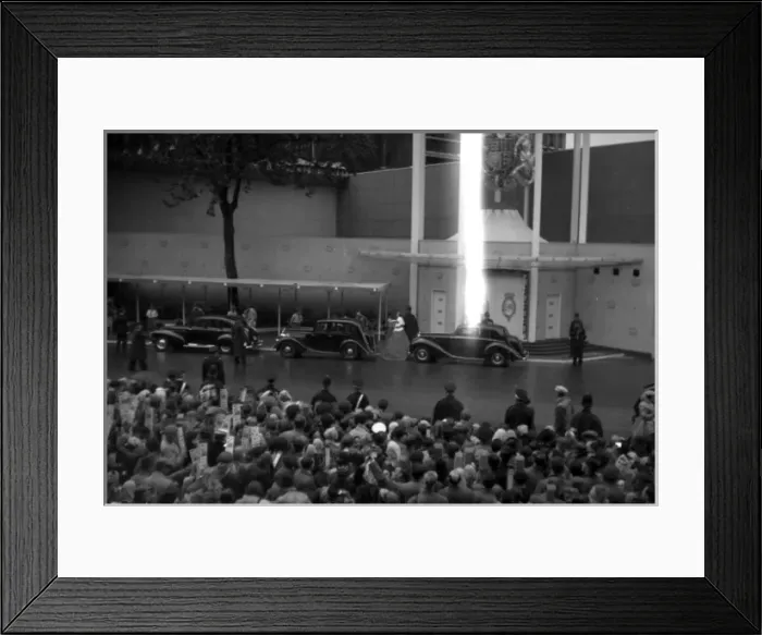 Framed Print : Coronation. Cars arrive with main congregation Framed Print : Coronation. Cars arrive with main congregation