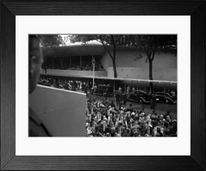 Framed Print : Coronation. Cars arrive with main congregation Framed Print : Coronation. Cars arrive with main congregation