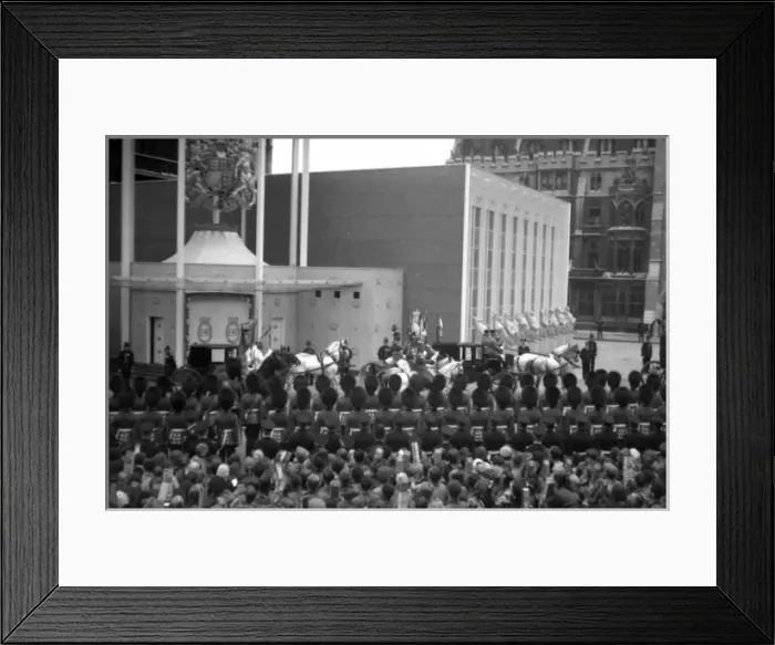 Framed Print : Coronation. Coach Escorts - West Door Abbey Framed Print : Coronation. Coach Escorts - West Door Abbey