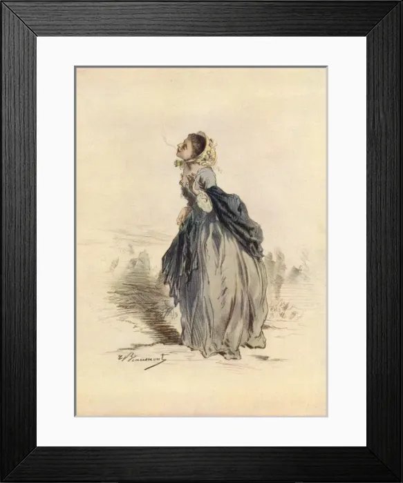 Framed Print : 1850s woman smoking - flouting convention Framed Print : 1850s woman smoking - flouting convention