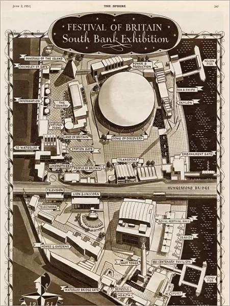 Aerial plan of the Festival of Britain site, London
