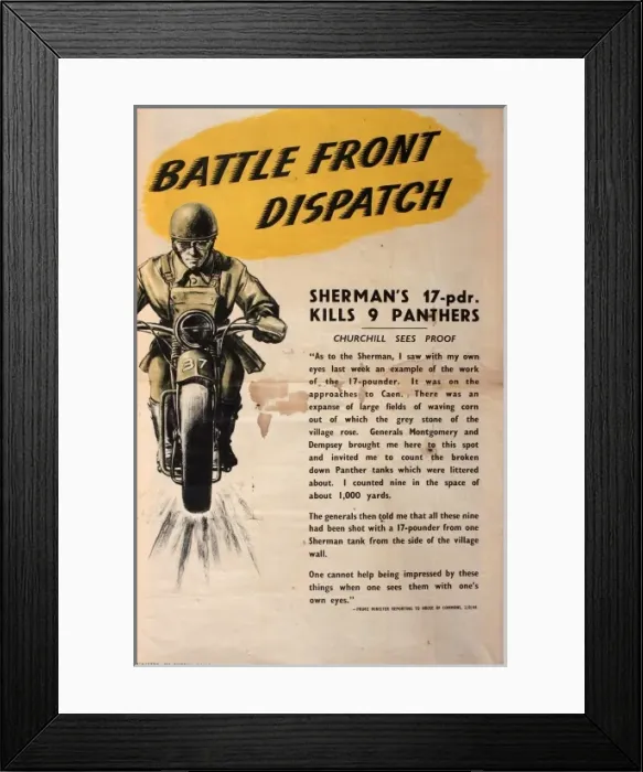 Framed Print : Sherman tank destroys nine Panther tanks Framed Print : Sherman tank destroys nine Panther tanks