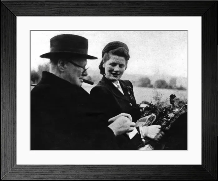 Framed Print : Winston Churchill and his daughter in Switzerland, 1946 Framed Print : Winston Churchill and his daughter in Switzerland, 1946